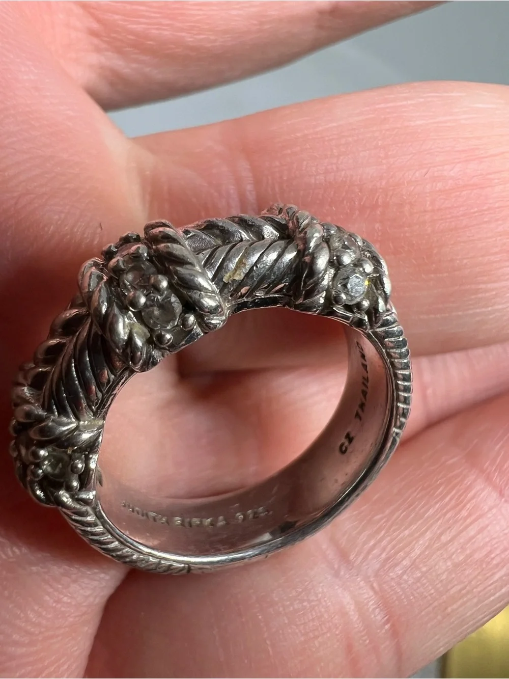 Judith Ripka Silver Braided Floral Band Ring - Picture 7 of 15